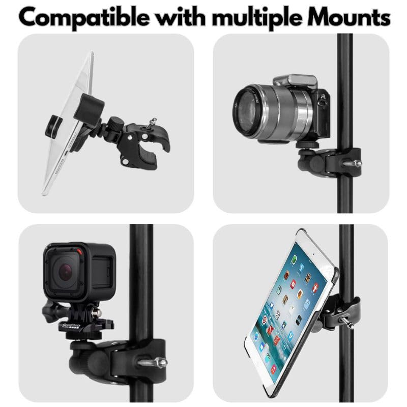 GRIFITI Nootle Quick Release Pipe Clamp 1/4 20 Thread Camera & Nootle Mount for Tripod Music Microphone Pole Stands Any Pipe Bar 1.5 in Handlebar Motorcycles Bike Mount Threaded Ball Bracket Clamps - Image 4